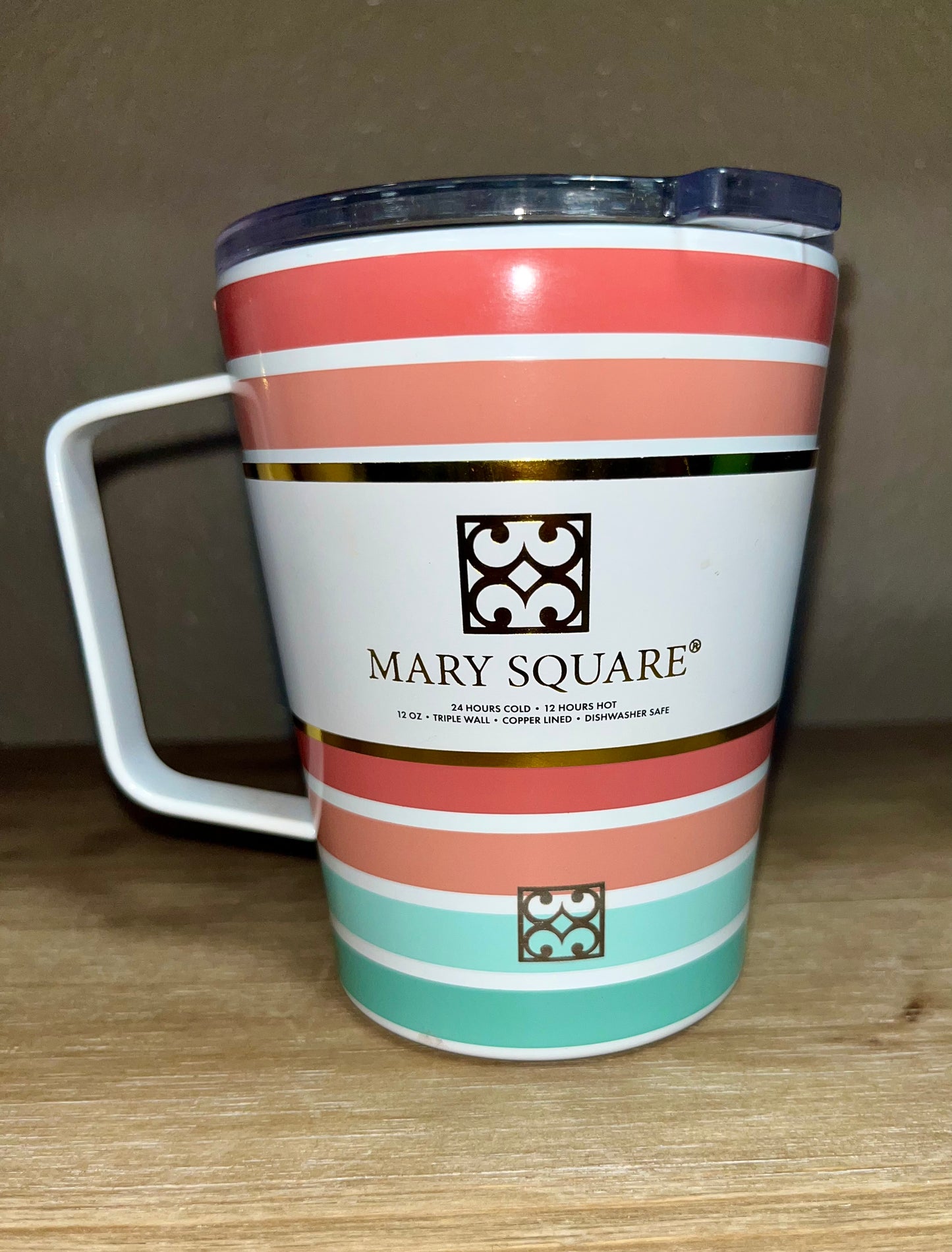 Peach & Blue Strip Mug