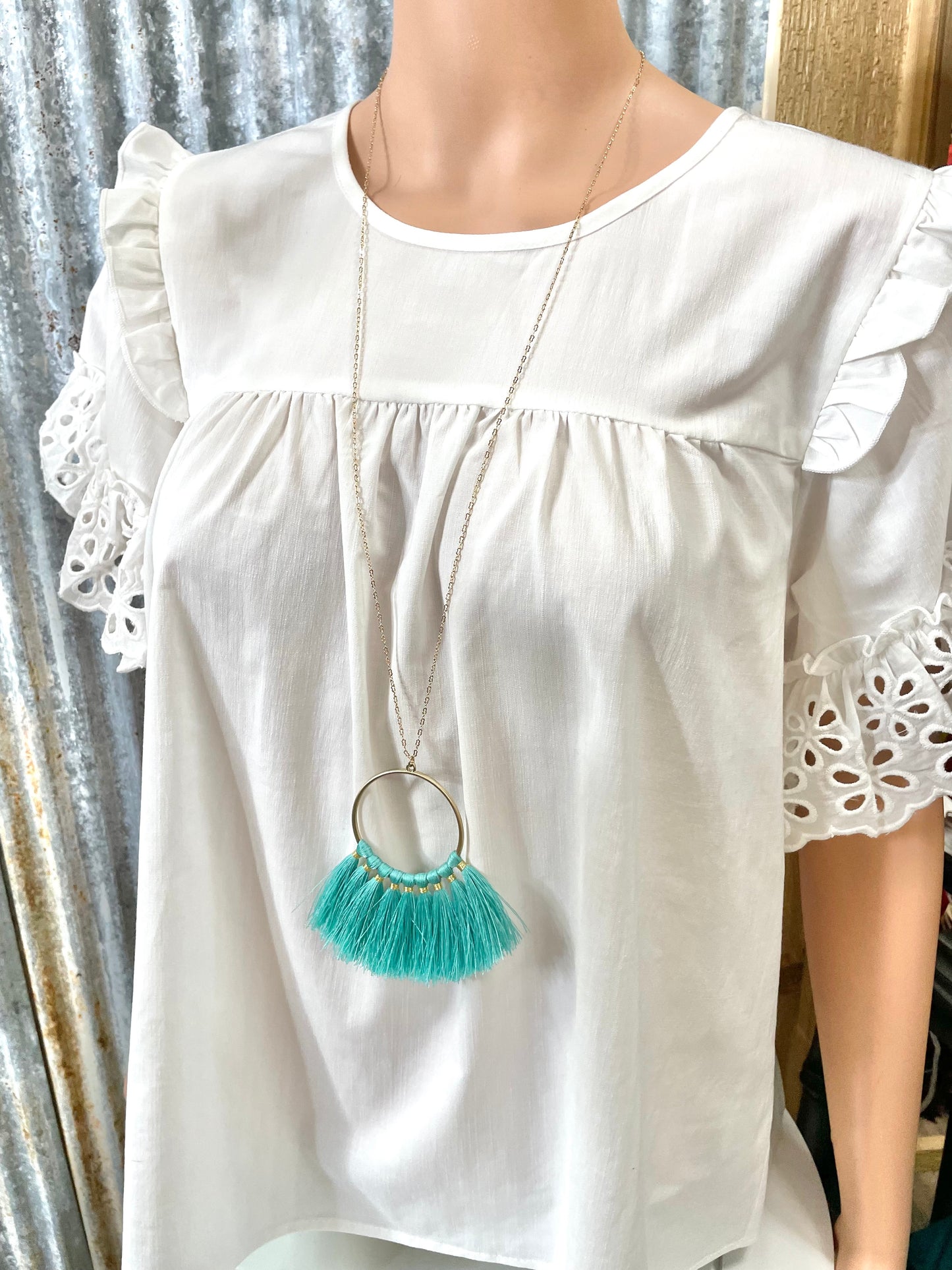 Blue Fringe Necklace