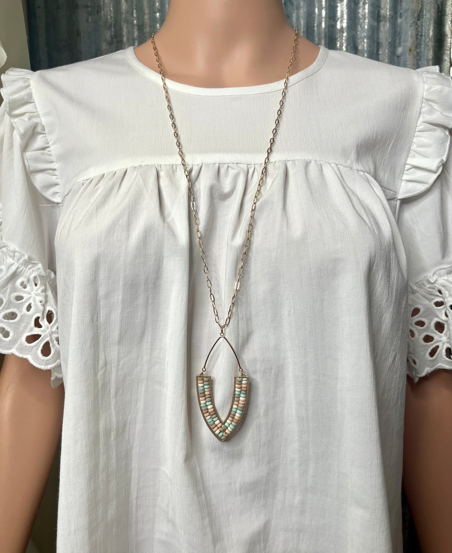 Light Multi Wood Bead Necklace