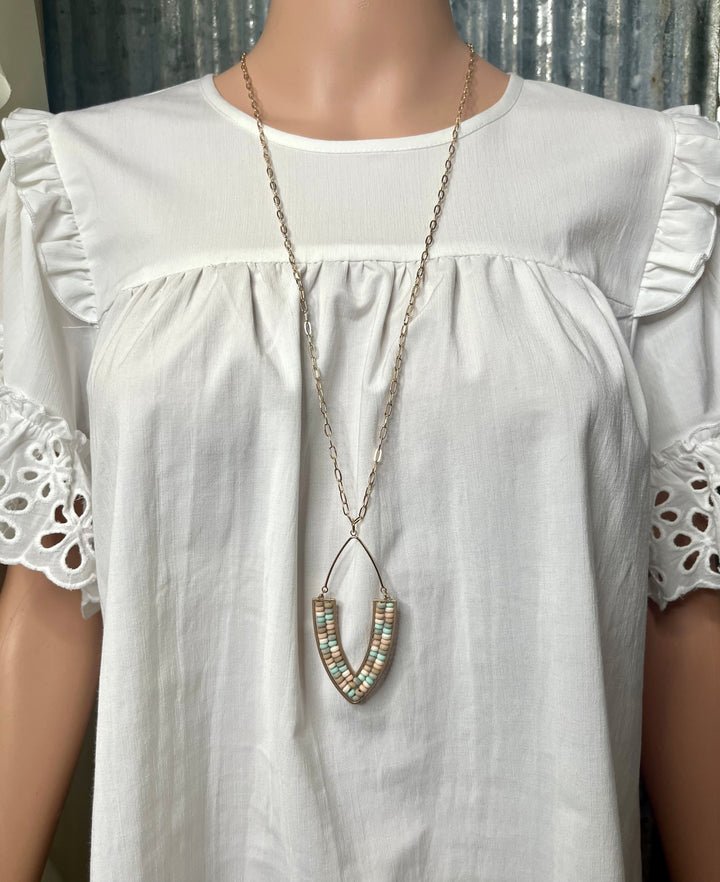 Light Multi Wood Bead Necklace