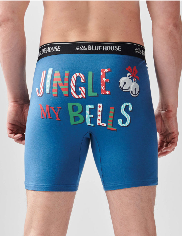 Mens Blue Jingle My Bells Boxers