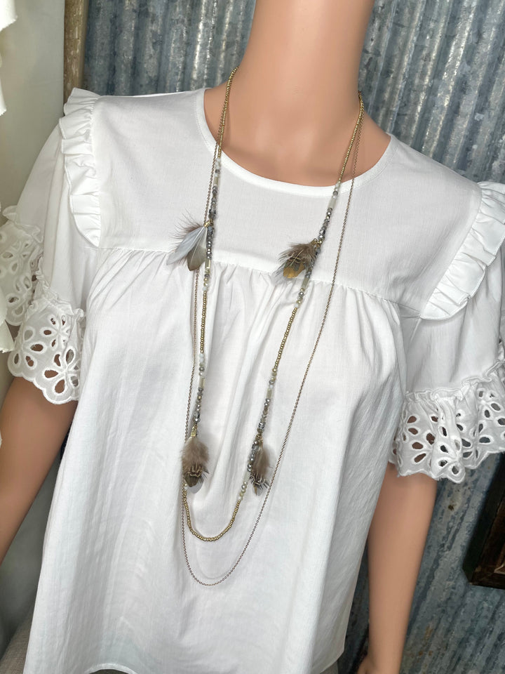 2 Layer Gold Feather Necklace