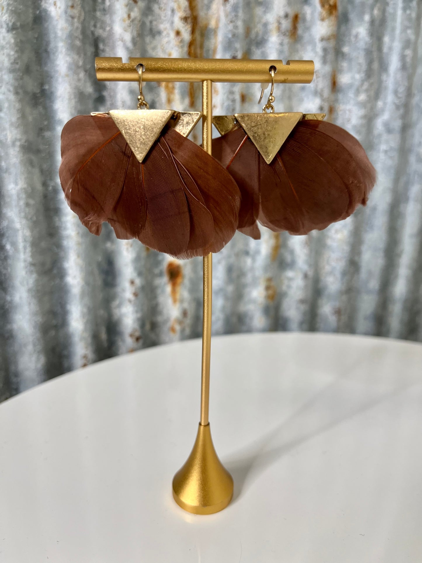 Triangle Feather Earrings