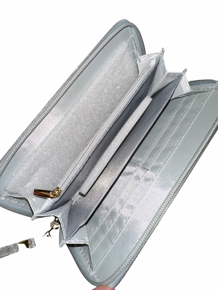 Silver glitter wallet
