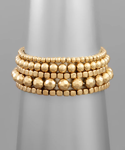 4PC Multi Metal Ball Bracelet Set