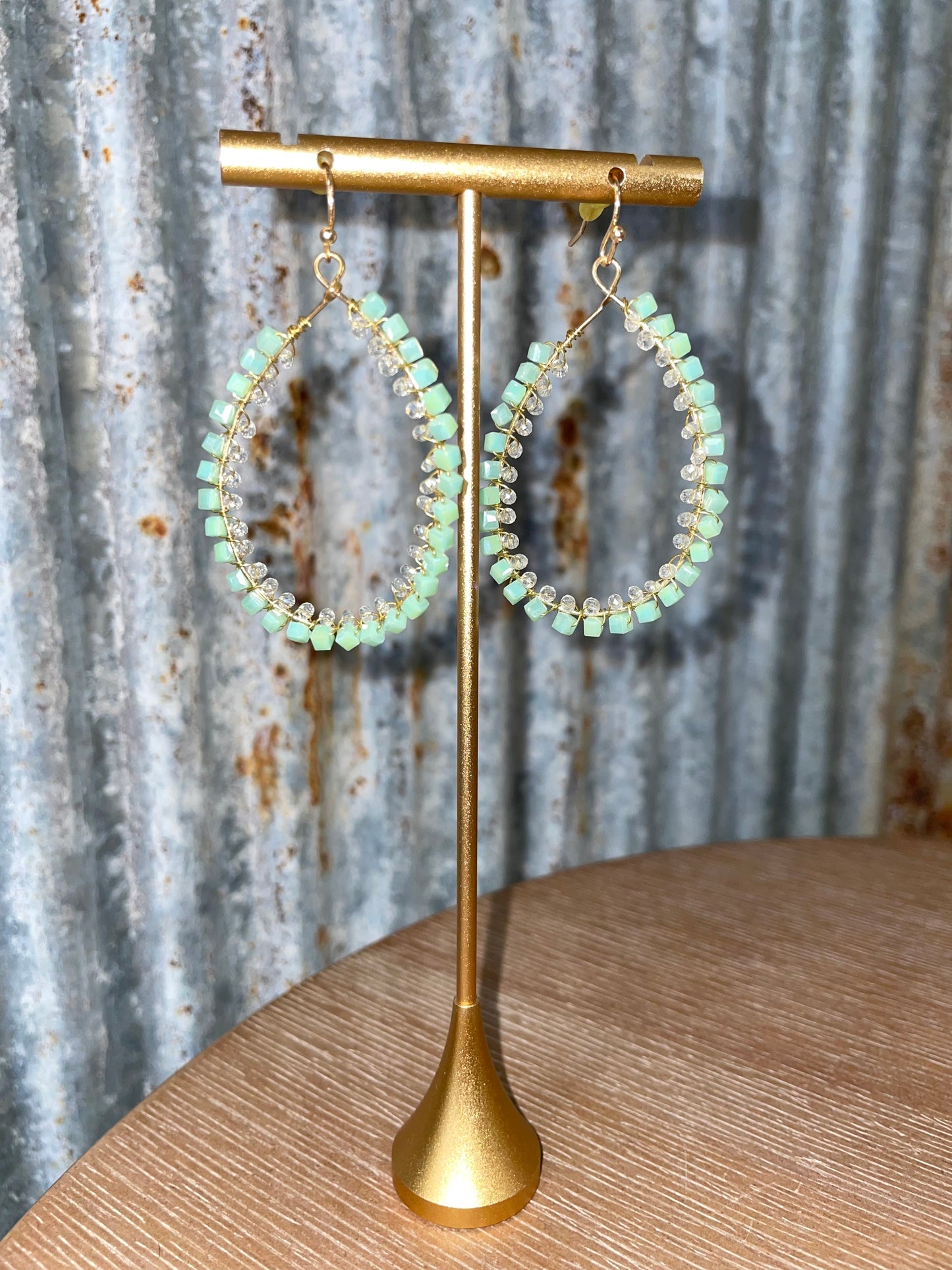Teal Beaded Earrings