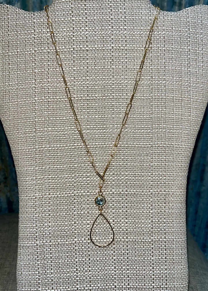 Gold Diamond Teardrop Necklace
