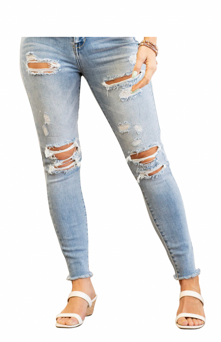 Light/Medium Wash Distressed Jeans