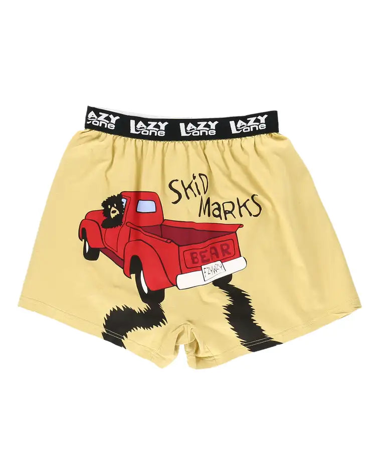 Lazy One bear truck men's Boxer shorts PJ lounge shorts Skid Marks 100%  cotton
