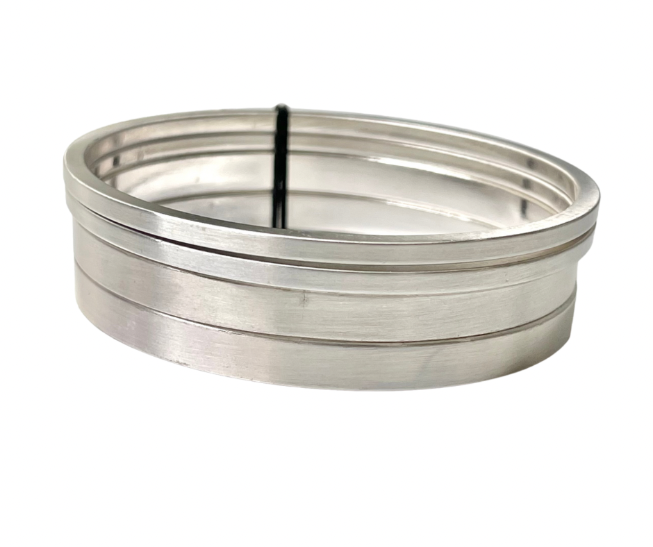 SILVER BANGLE BRACELET- Set of 4