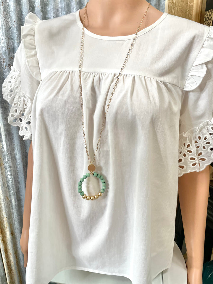 Blue Wood Beaded Necklace