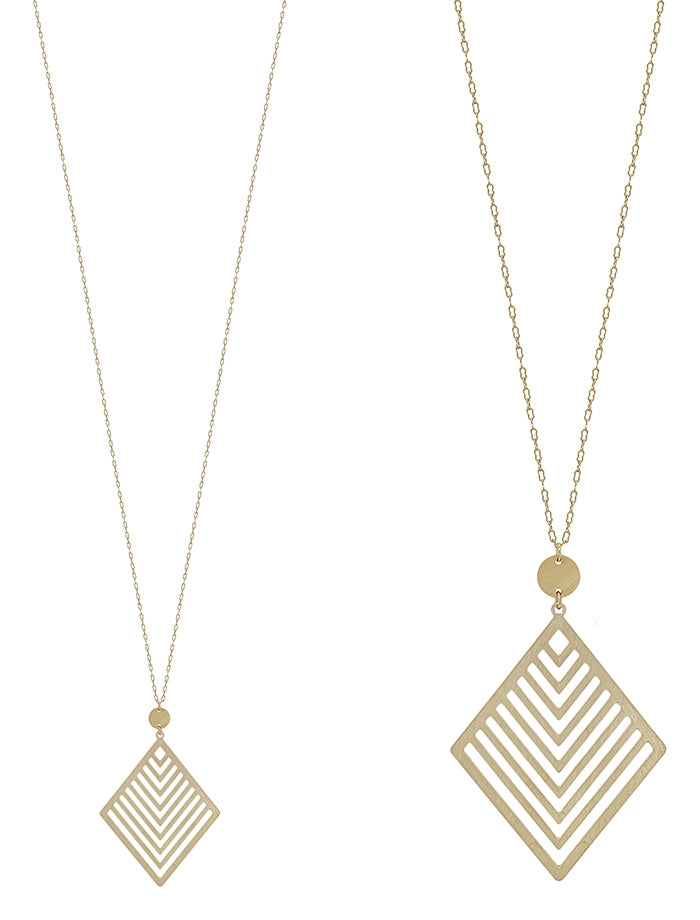 Gold Geometric Diamond 32" Necklace