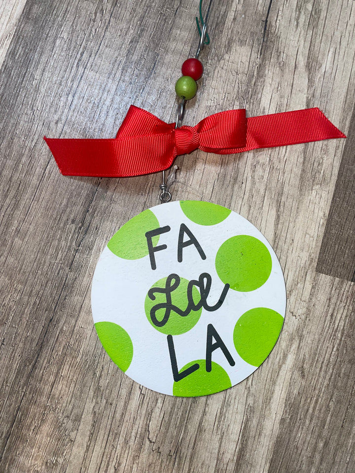 Fa La La Polka Dot Ornament