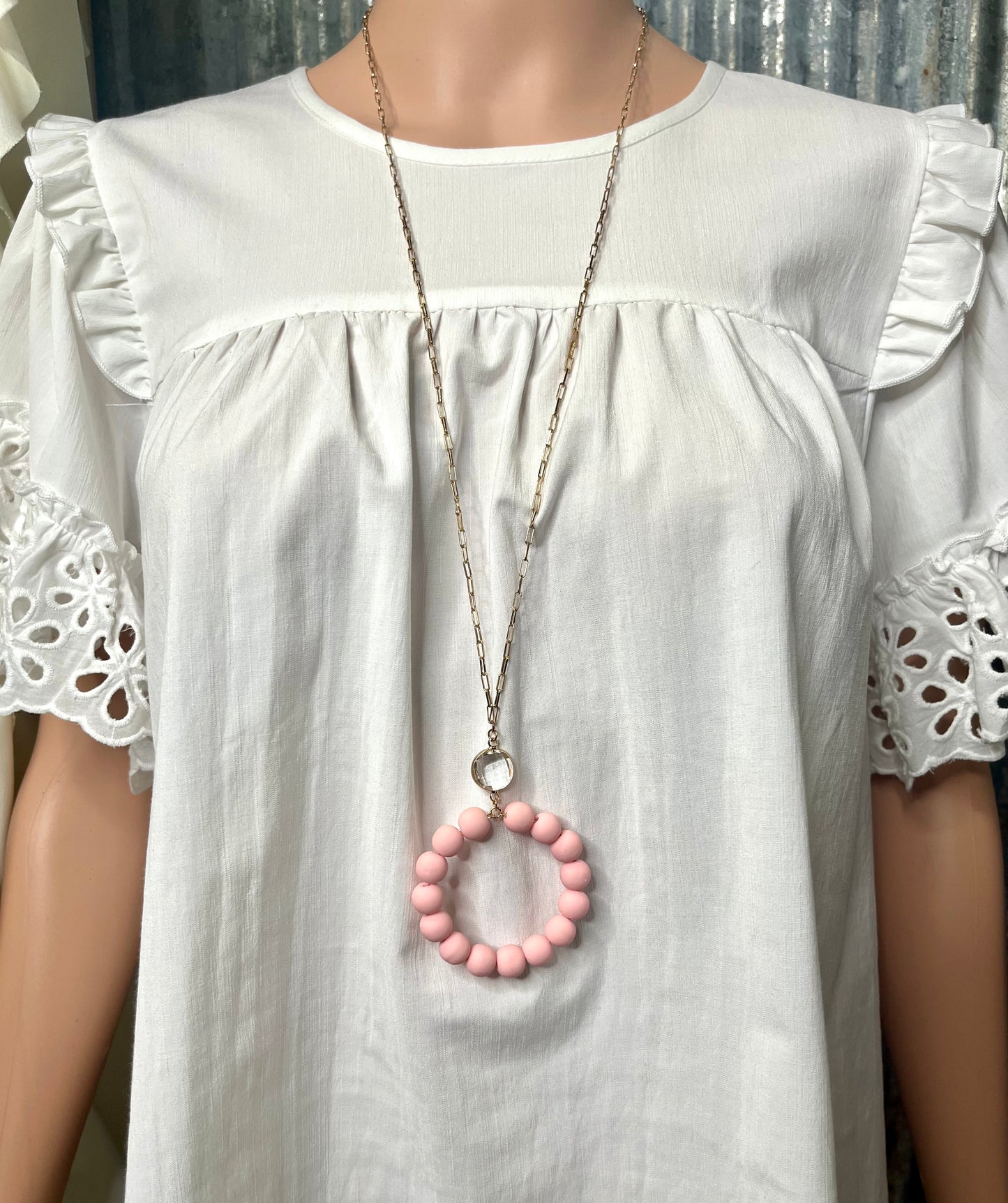 Clay Ball Circle Necklace