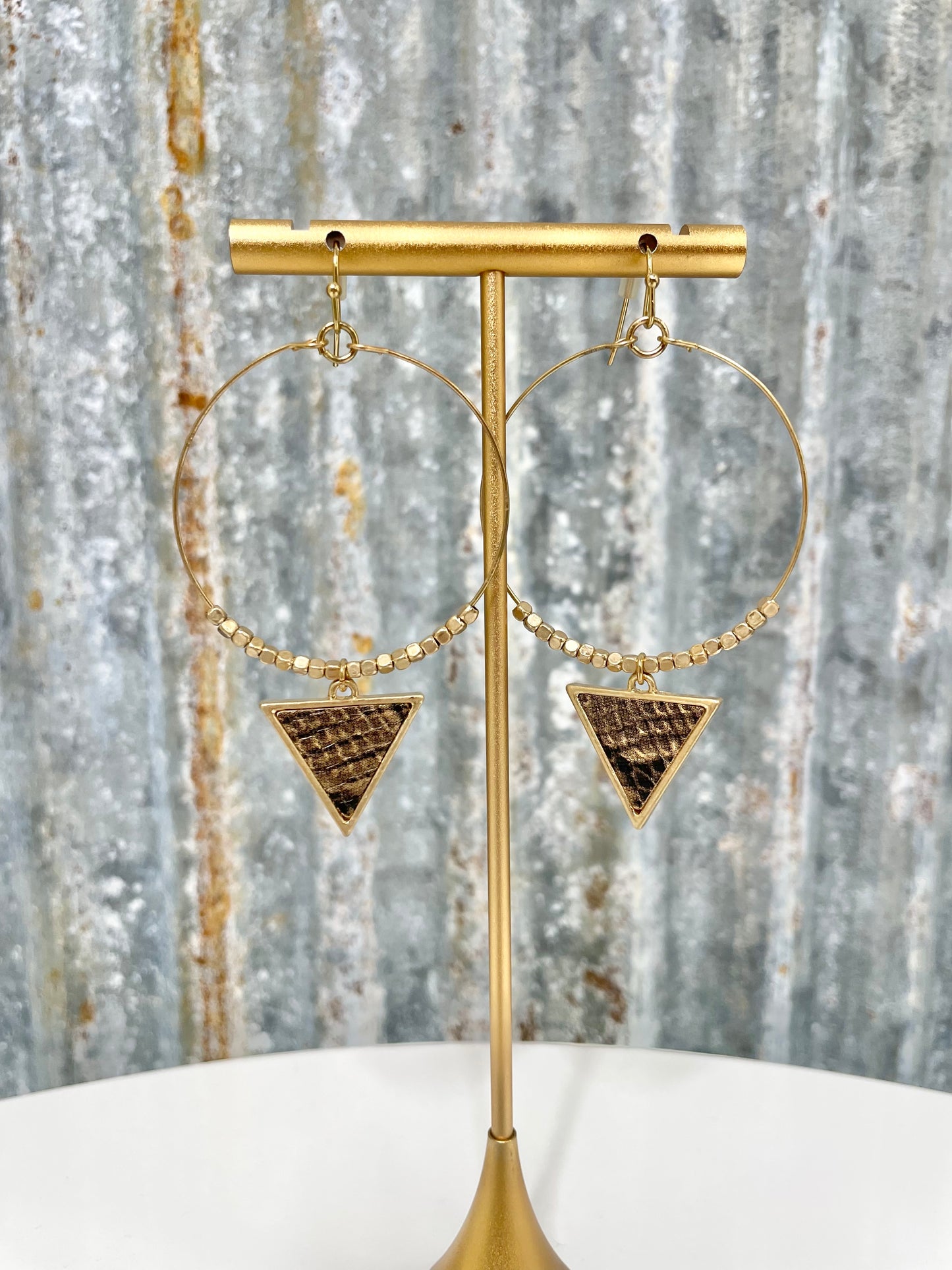 Triangle Snakeskin Earrings
