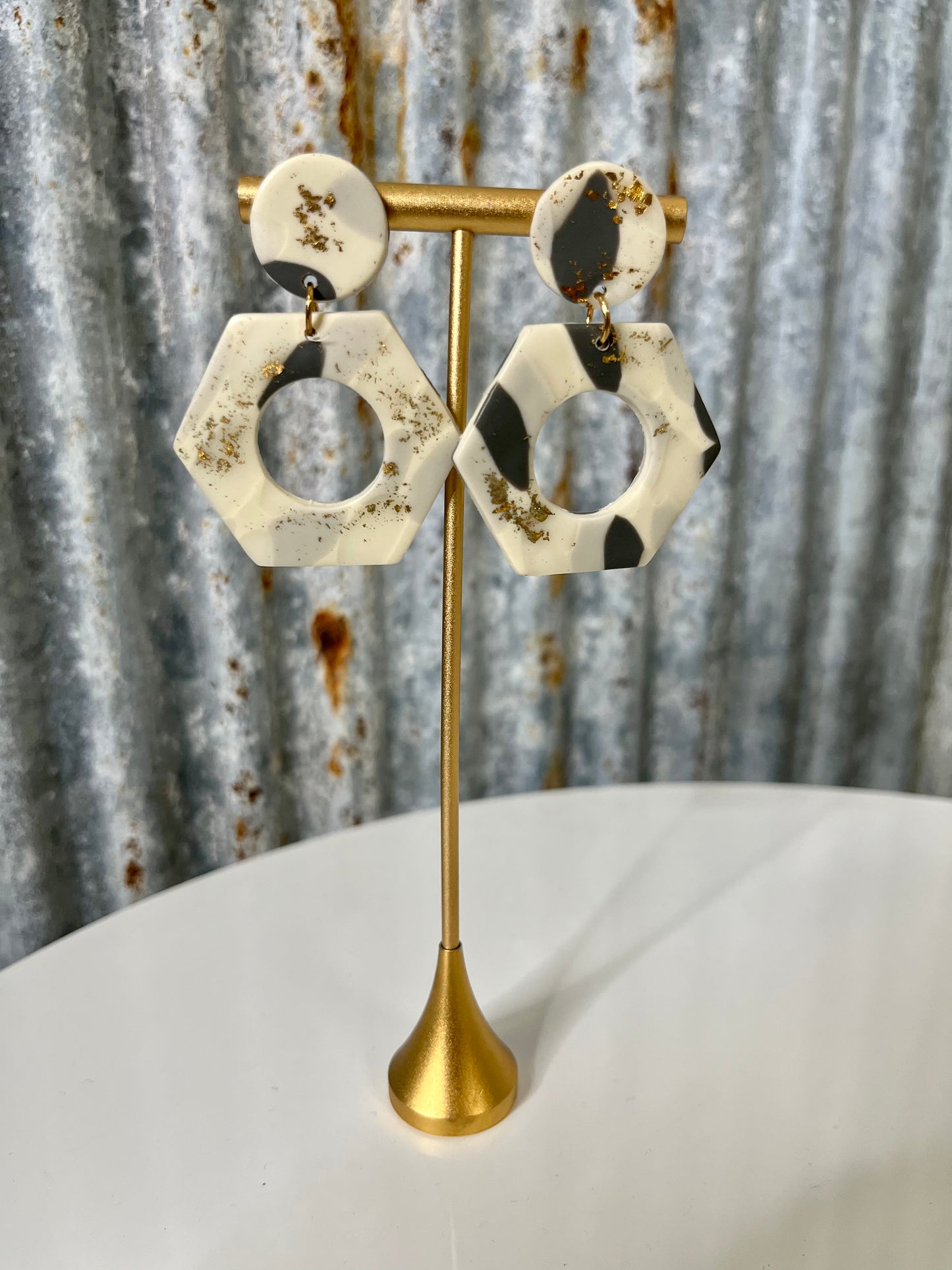 Hexagon earring with hole