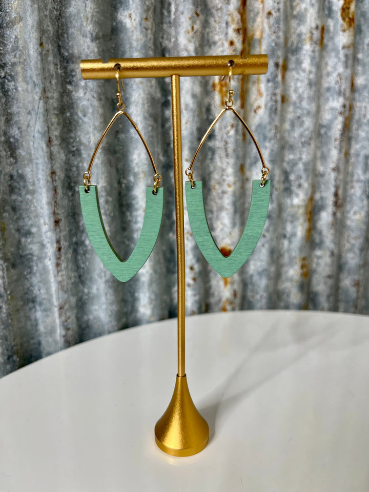 Wood Pointed Tear Drop Earrings