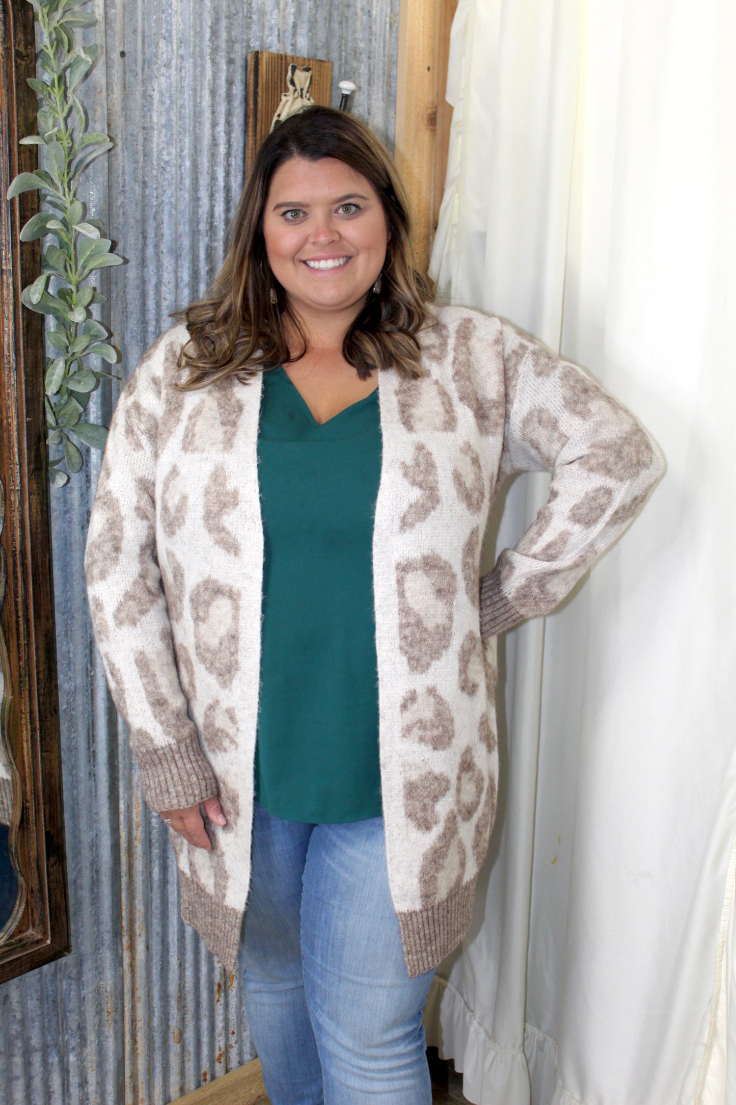 Cream leopard cardigan
