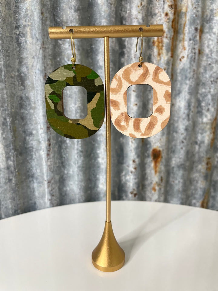 Reversible Camo/Light Leopard Earrings