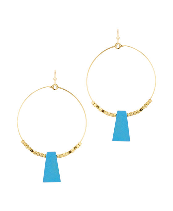 Metal Circle With Wood Earring