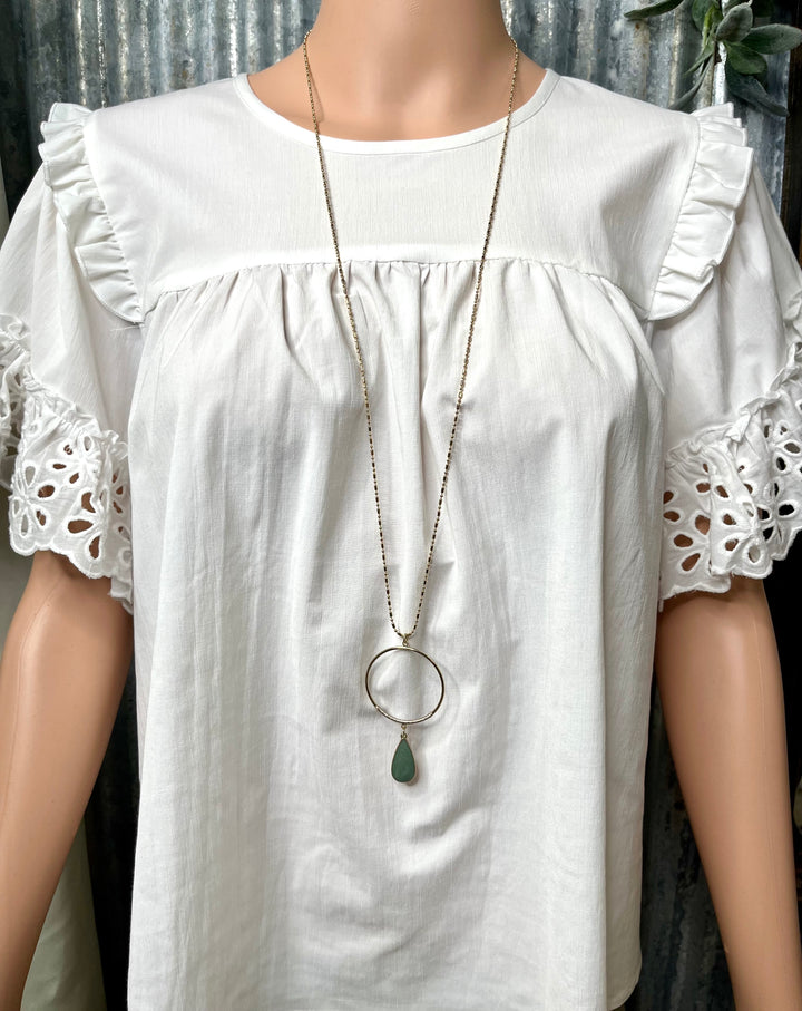 Circle Pendant with Color Stone