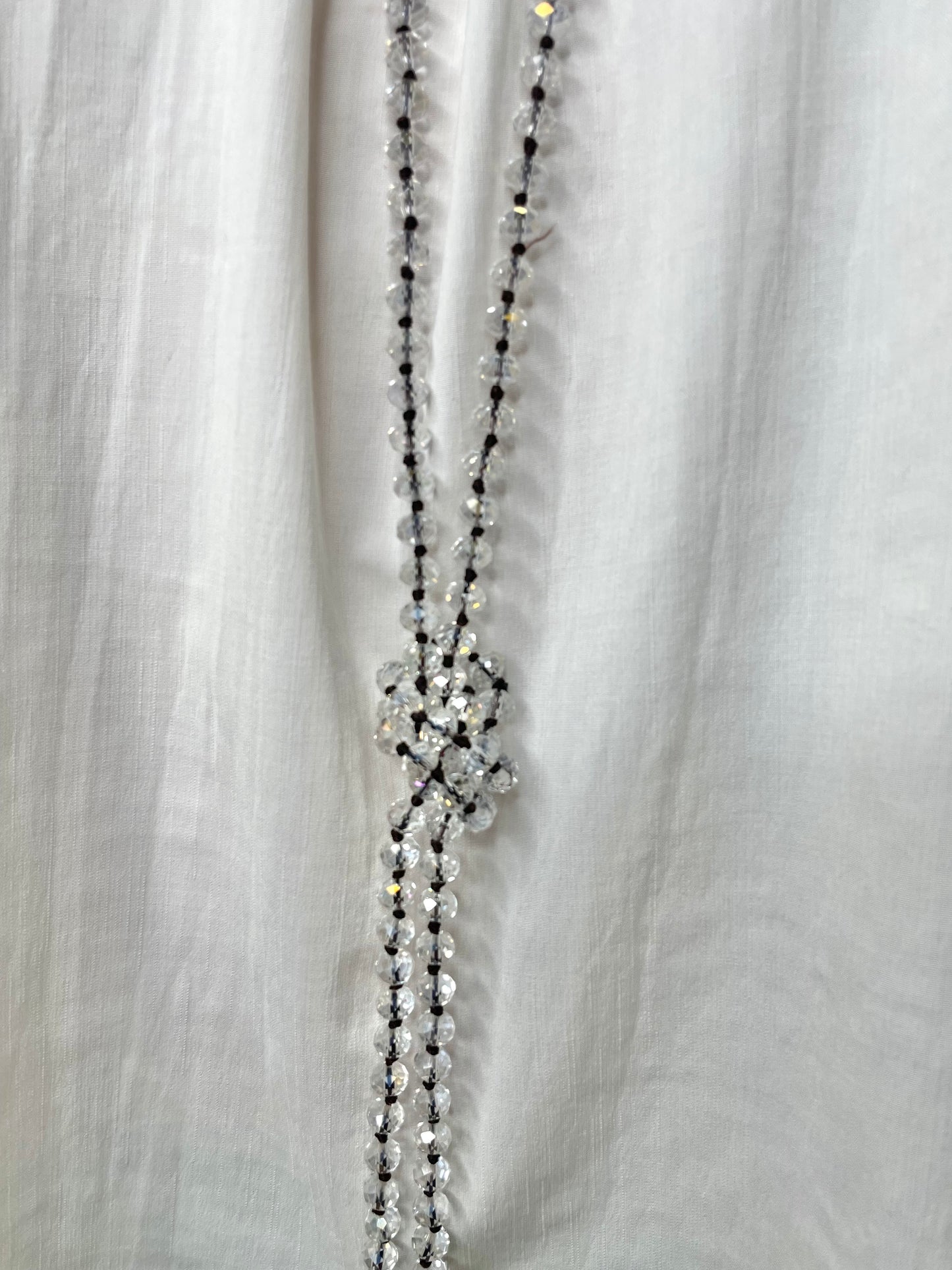 Clear Iridescent Beaded Wrap Necklace