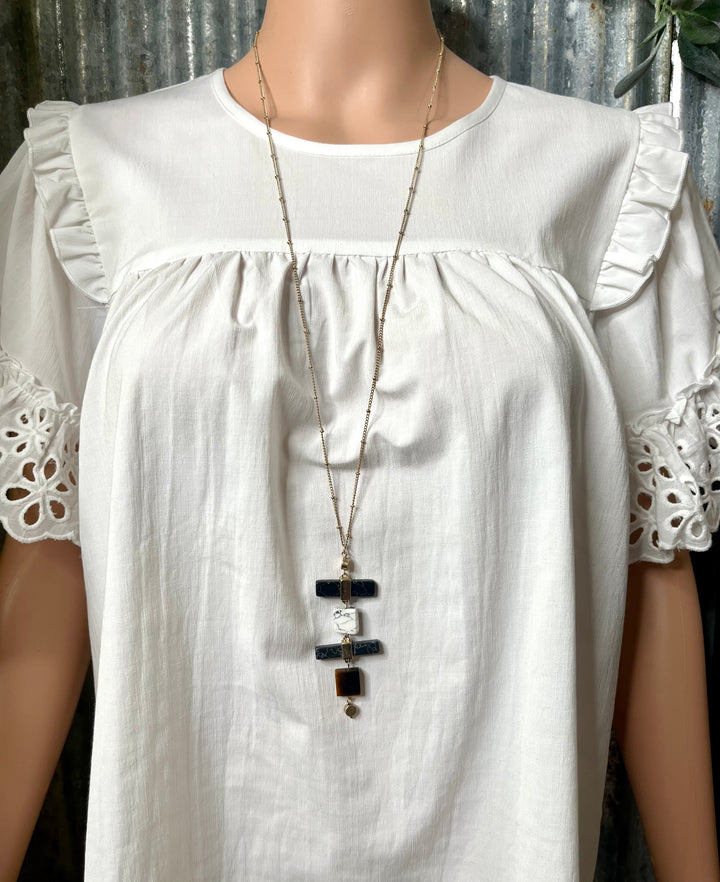 Black & White Stacked Stone Necklace