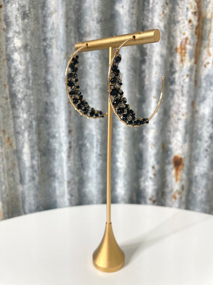 Beaded Half Hoop Earrings