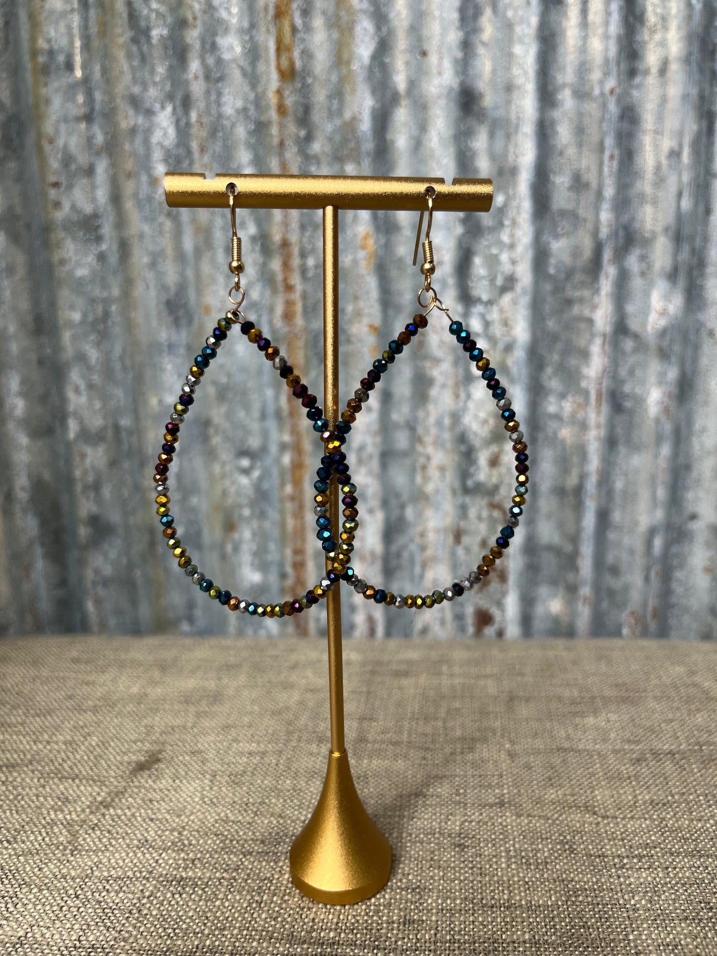 Multi Fully Beaded Teardrop Earrings