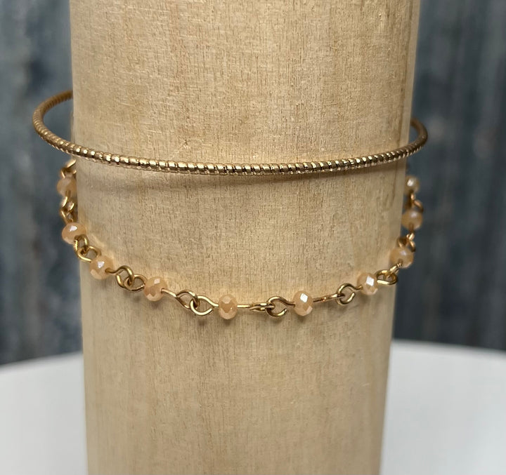 Gold Beaded Cuff Bracelet