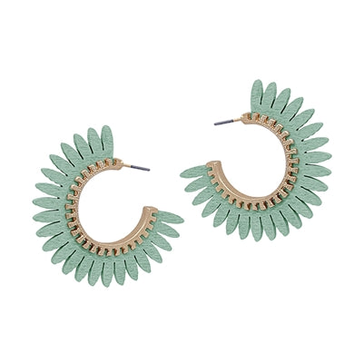 Wood Flower Hoop 1.5" Earring