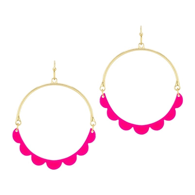 Gold Acrylic Scalloped Hoop Earrings