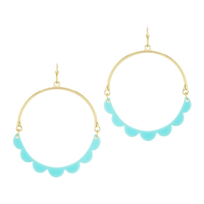 Gold Acrylic Scalloped Hoop Earrings
