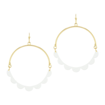 Gold Acrylic Scalloped Hoop Earrings
