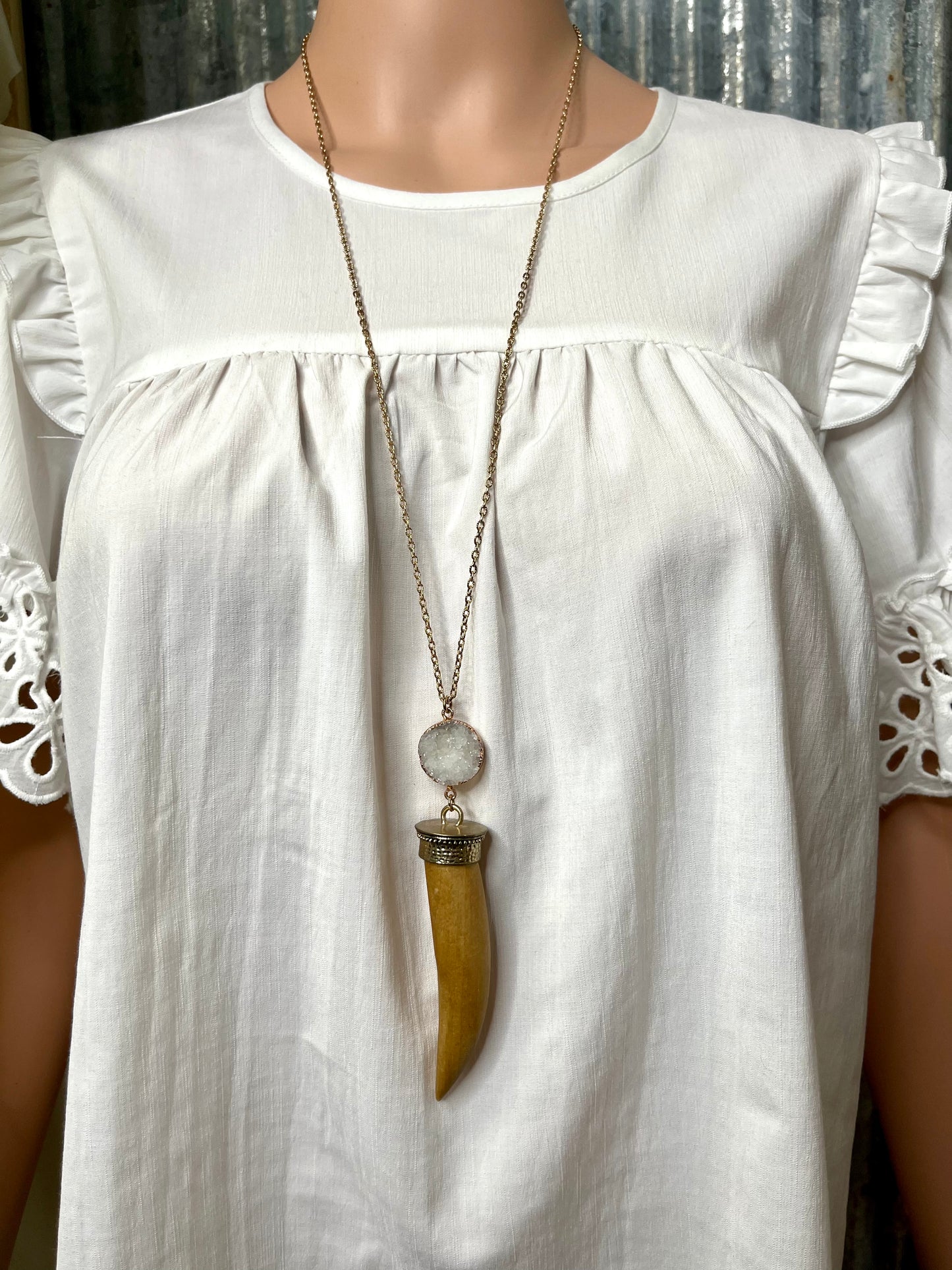 Wooden Horn Necklace