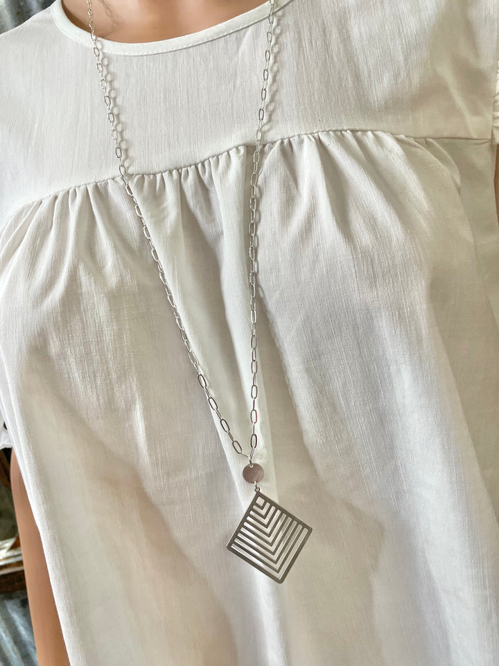 Gold Geometric Diamond 32" Necklace