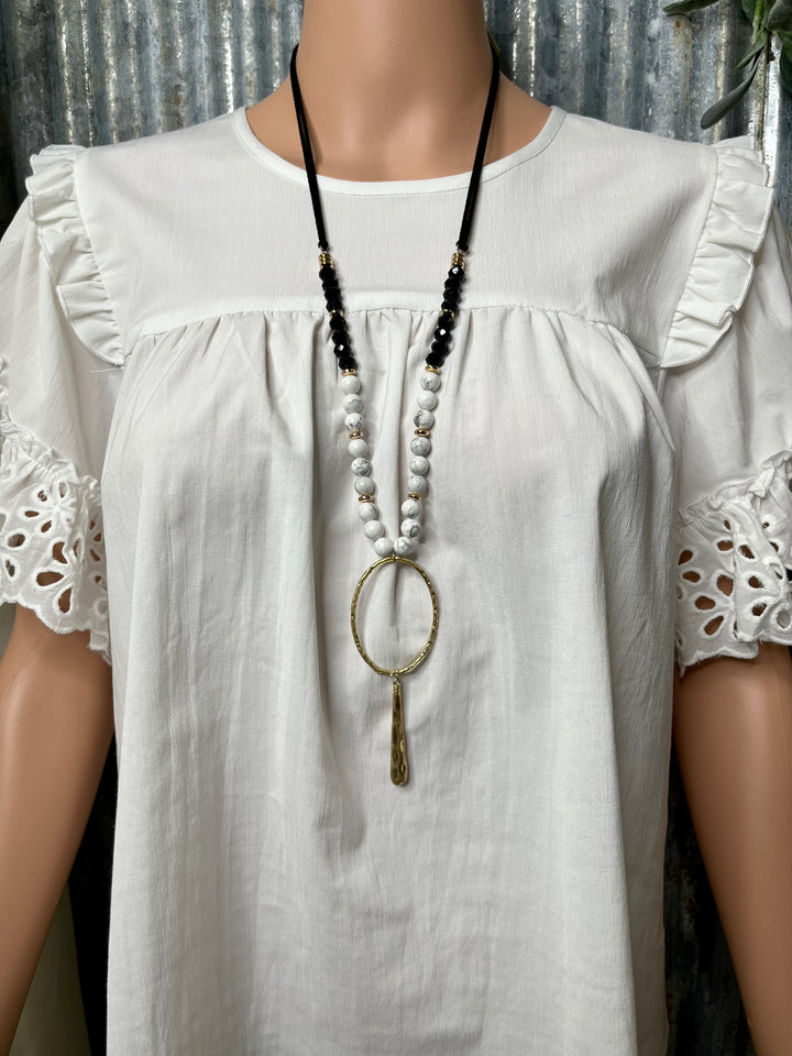 Black & Marble Beaded Necklace