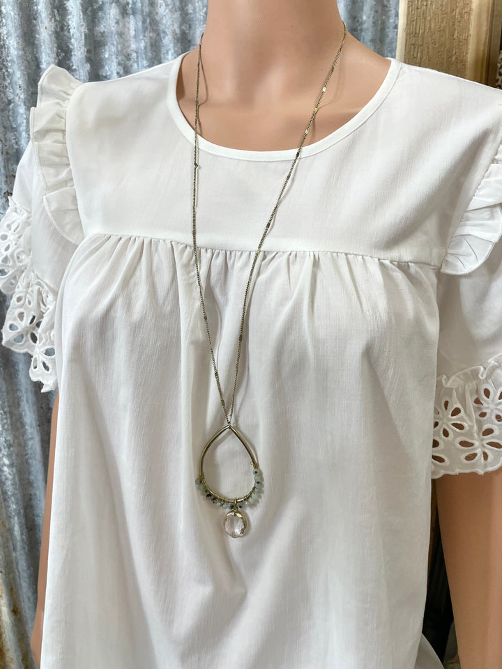 Grey Tear Drop Half Bead Necklace