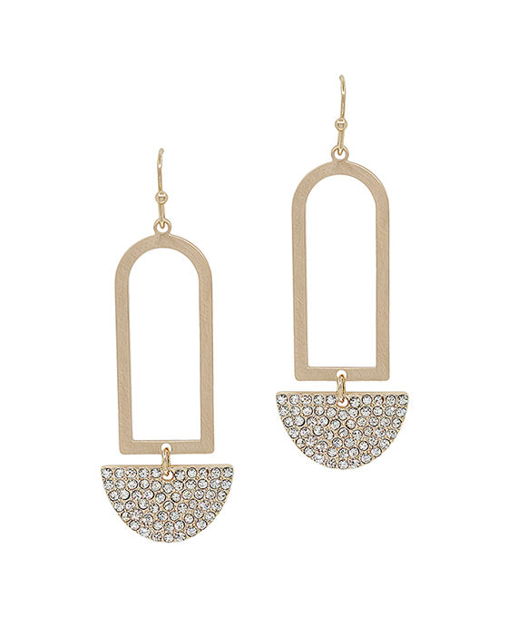 Geo Shape Metal w/ Half Round Pave Earring
