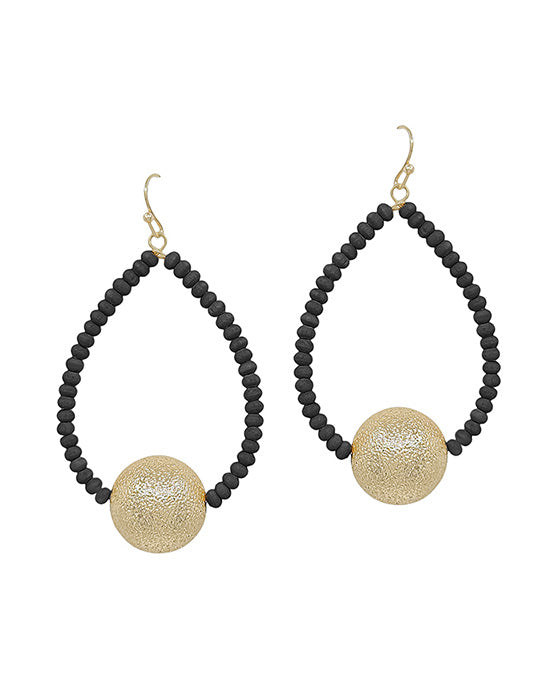 18mm Satin Ball Teardrop Wood Earring