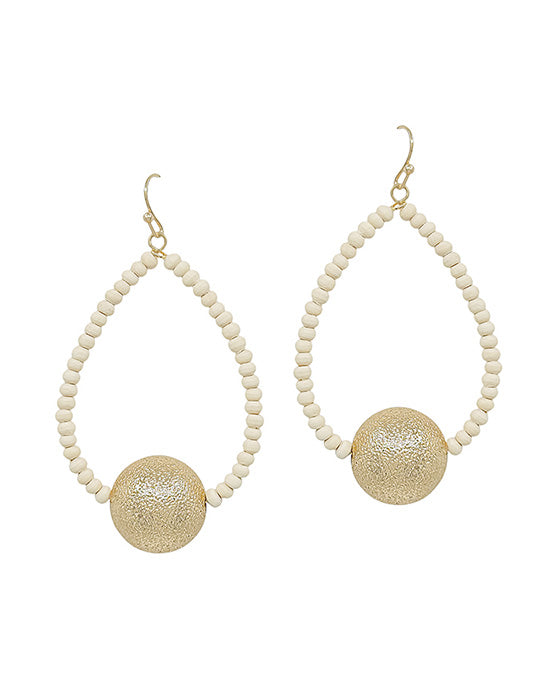 18mm Satin Ball Teardrop Wood Earring