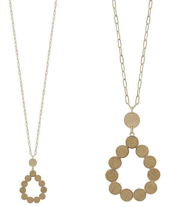 Teardrop Wood Attached Long Necklace