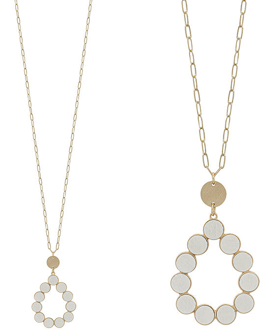 Teardrop Wood Attached Long Necklace