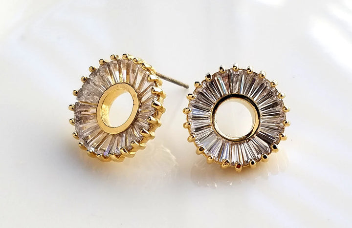 Gold Diamond Halo Earrings