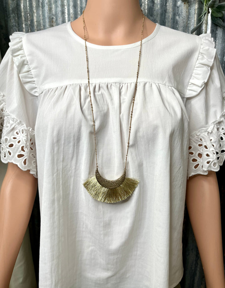 Light Green Half Circle Tassel Necklace