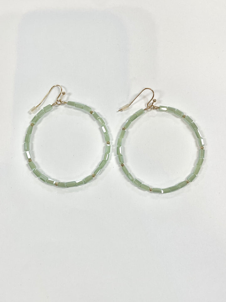 Square Glass Beads Round Earring