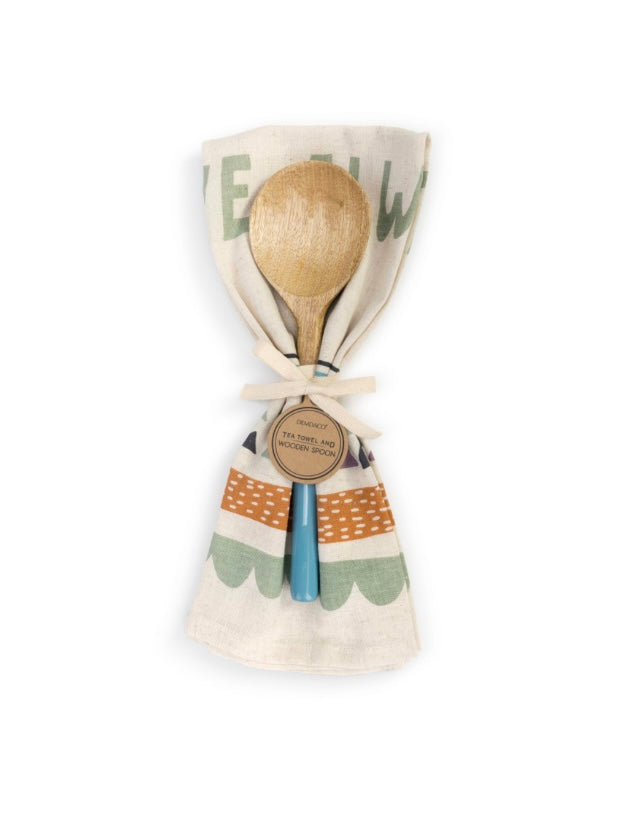 Tea Towel & Wooden Spoon