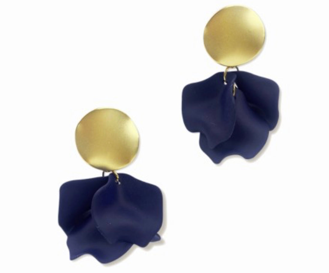 Navy Flora Earrings