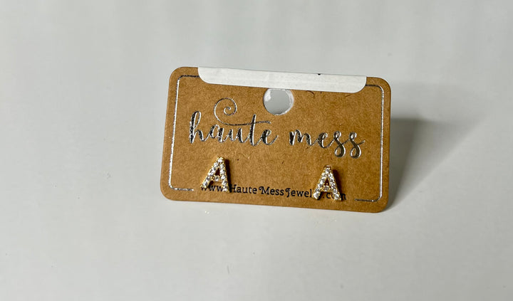 Diamond Letter Stud Earrings