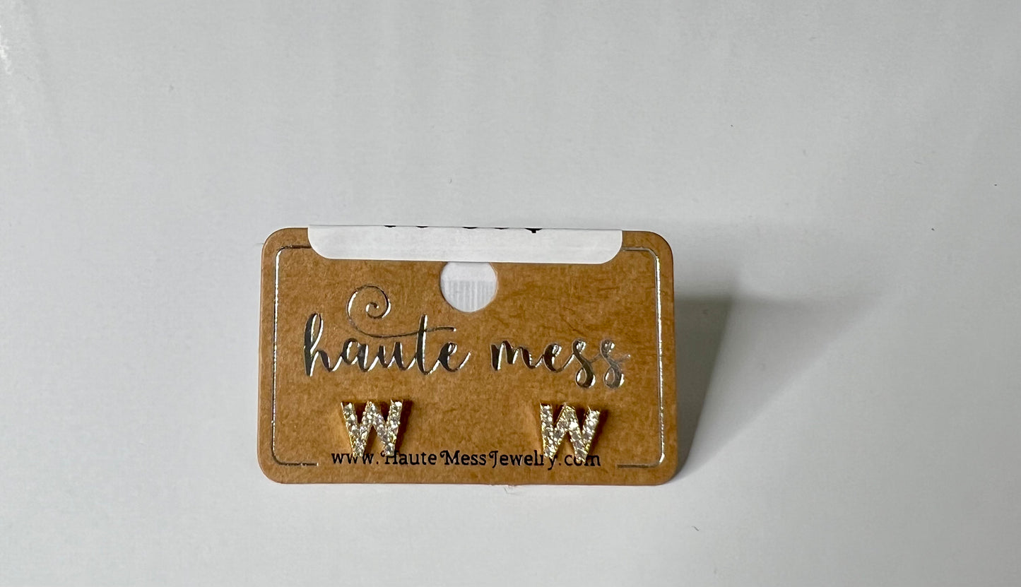 Diamond Letter Stud Earrings